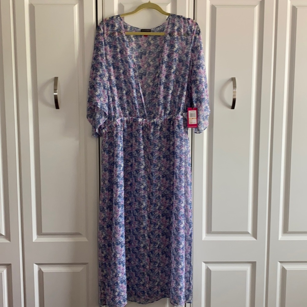 Vince Camuto Floral Swim Coverup - Blue and Pink